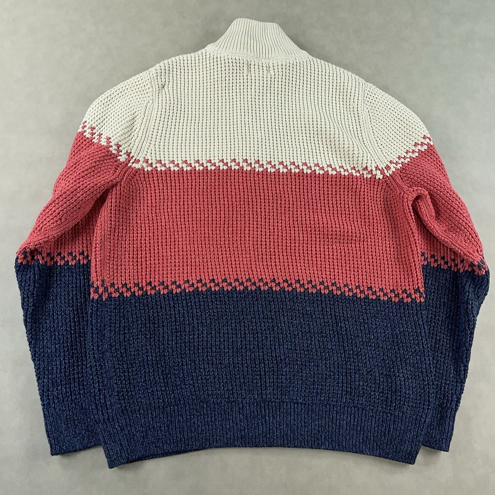 L.L. Bean Cable Knit Quarter Zip Sweater Long Sleeve Color Block Mens Medium NWT - Picture 2 of 13